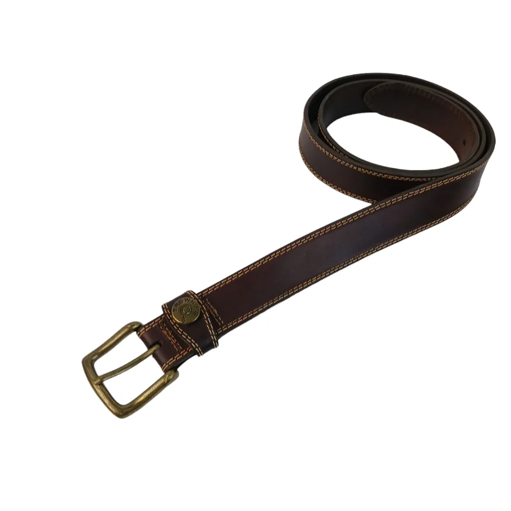Browning Belt 12 Gauge Dark Brown Genuine Leather Brass Buckle  Men's Size 44